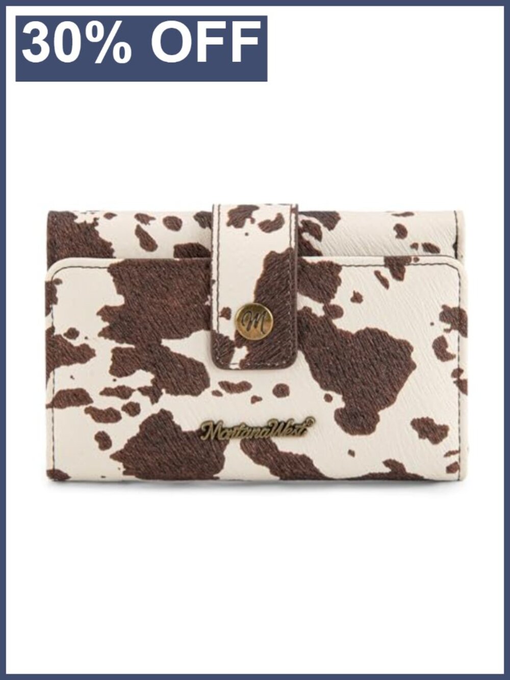 Women's Trifold Wallet RFID Vegan Leather Cow Print Card Holder Clutch